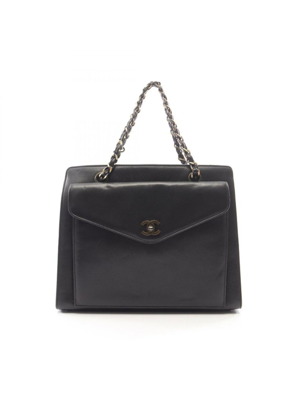 Chanel Handbag CC Logo Black Lambskin Chain
